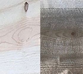 aging and weathering wood using steel wool and vinegar, Before and After of Pine Wood