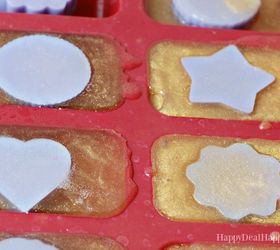 easy melt pour lavender rose soap with gold mica powder