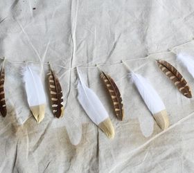 s 15 uncanny hacks for making pretty garland decor, Dip Feathers In Gilded Gold