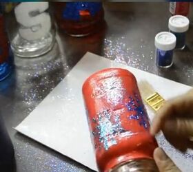4th of july glitter firework jar upcycle utensil holders for cookout