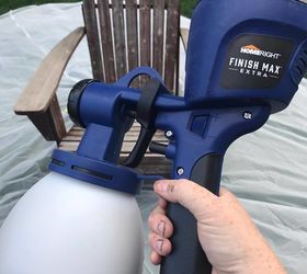 freshening up outdoor adirondack chairs with a paint sprayer