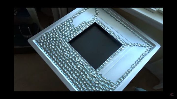 give an old mirror new life using dollar tree glass gems