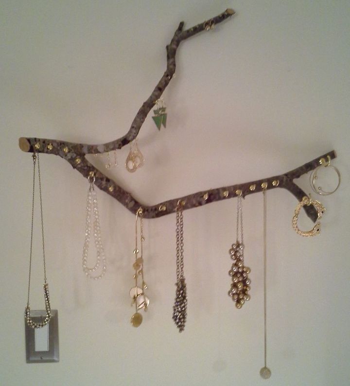 s 30 jewelry organizing ideas that are better than a jewelry box, This hanging wooden branch