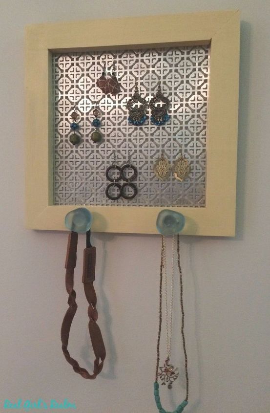 s 30 jewelry organizing ideas that are better than a jewelry box, This frame with a sheet metal backing