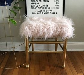 s 31 amazing furniture flips you have to see to believe, Chair transformed into faux fur foot stool