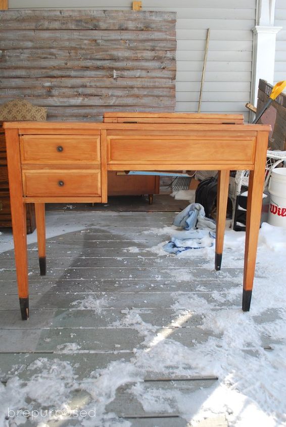 s 31 amazing furniture flips you have to see to believe, Sewing machine table turned desk