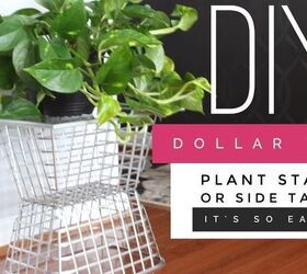 how to create a side table plant stand using dollar tree supplies