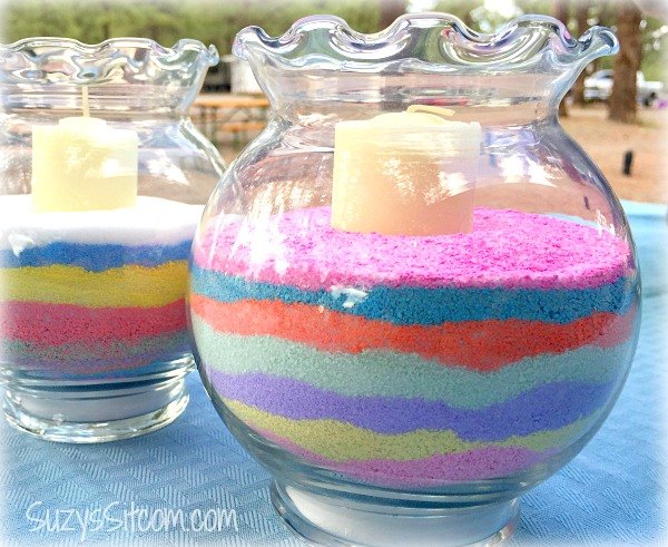 no way these pops of color were made with dollar store items, This beautiful sand art