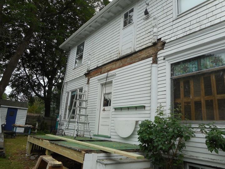 major restoration of double porches, Everything is gone but a narrow shelf table