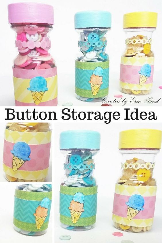 cute as a button upcycled spice jars for butto storage