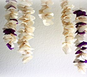brighten your home with diy tissue paper wisteria room decor, Hanging Faux Wisteria
