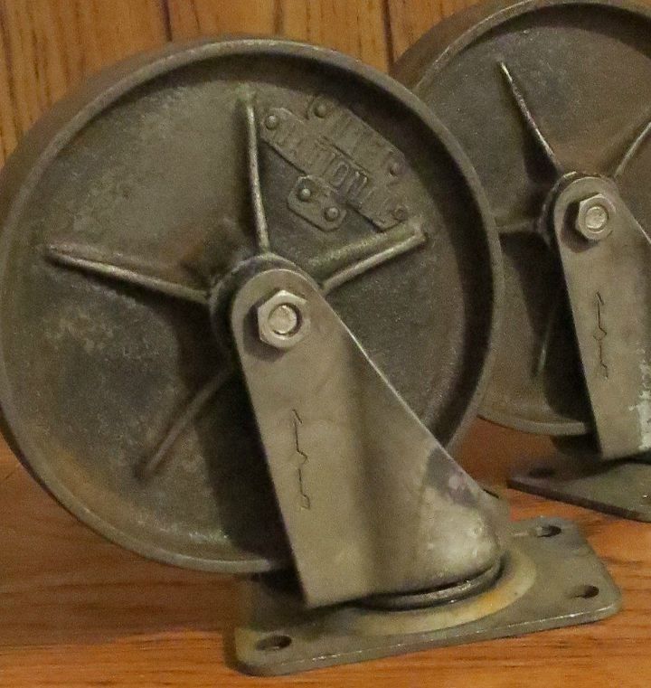 vintage caster wheel photo bookends