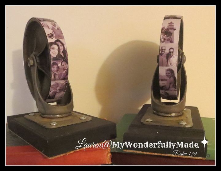 vintage caster wheel photo bookends