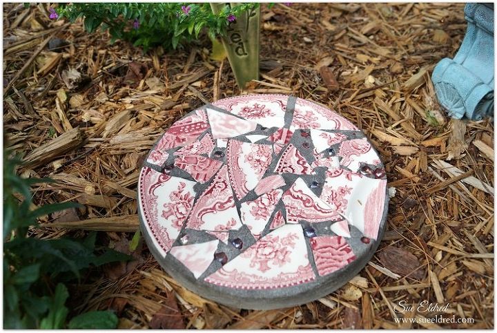 s 30 brilliant things you can make from cheap thrift store finds, Plate shards to a mosaic stepping stone