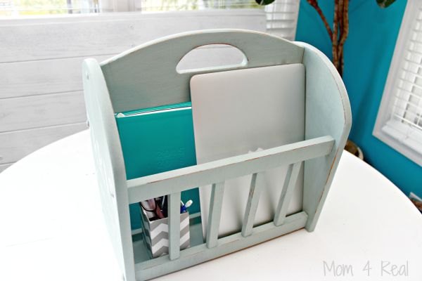 s 30 brilliant things you can make from cheap thrift store finds, Magazine rack to portable office