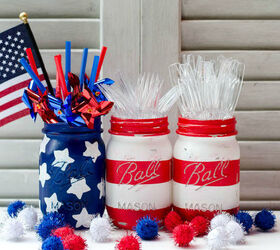 s 30 adorable diy ideas for july 4th, Paint mason jars for a themed centerpiece