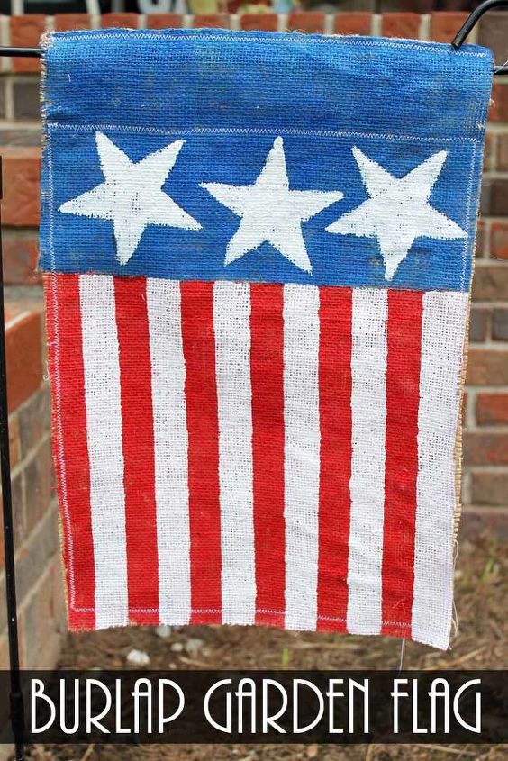 s 30 adorable diy ideas for july 4th, Make a cute flag from burlap