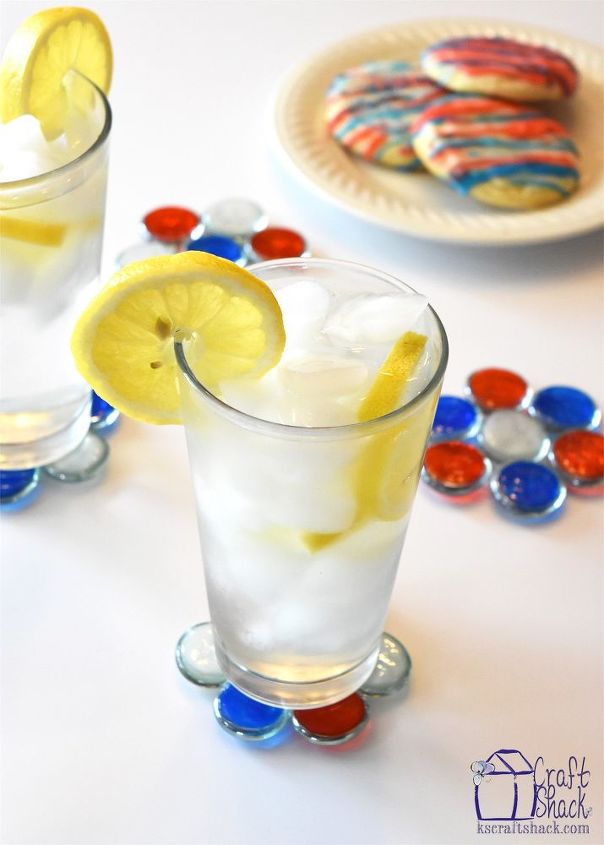 s 30 adorable diy ideas for july 4th, Make patriotic glass gem coasters for drinks