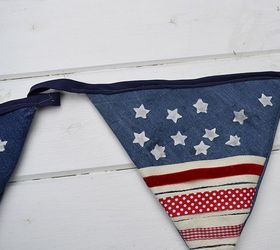 30 ways to use old jeans for brilliant craft ideas, Sew A Line Of Patriotic Bunting