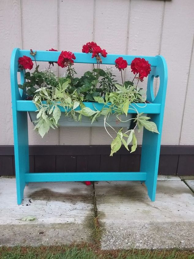 quilt rack turned outdoor planter
