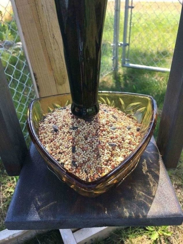 wine bottle bird feeder