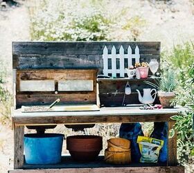 diy potting bench with old sink