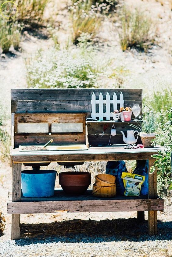 diy potting bench with old sink