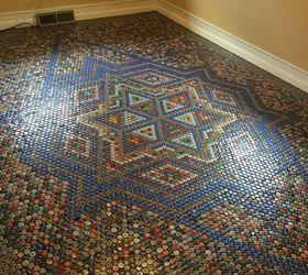 check out these 30 incredible floor transformations ideas, Create an unbelievable bottle cap floor