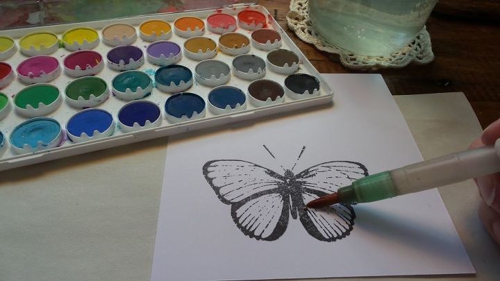 how to stamp and watercolor a butterfly greeting card
