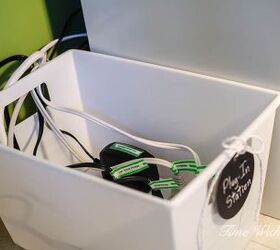 s 15 creative ways to wrangle in your home clutter, Plop Plug Ins In A Bin
