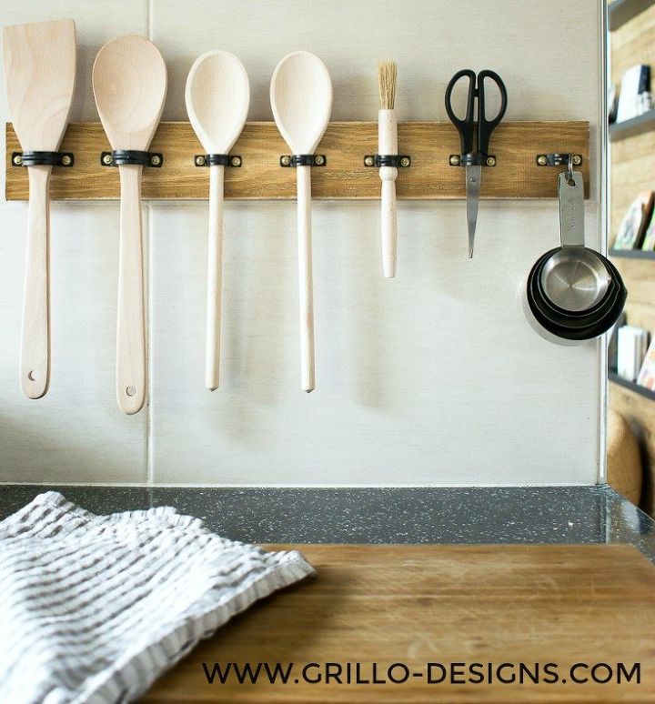 s 15 creative ways to wrangle in your home clutter, Drill Pipe Clips For Utensils
