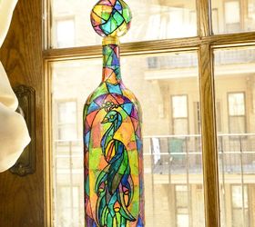 Faux Stained Glass Wine Bottle Using Food Coloring