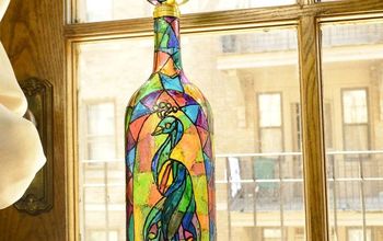 Faux Stained Glass Wine Bottle Using Food Coloring