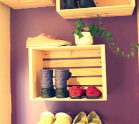 30 amazing ways to organize your shoes, Hang crates on your wall to fill with shoes