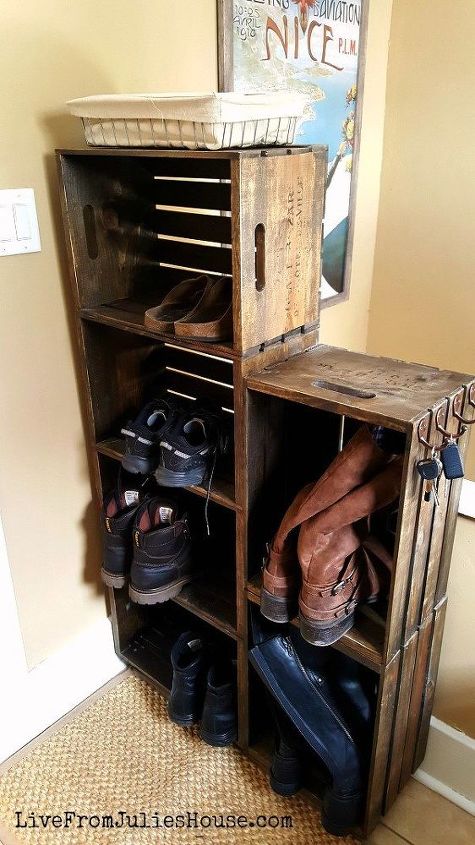 30 amazing ways to organize your shoes, Make a rolling shoe cubby for your mudroom