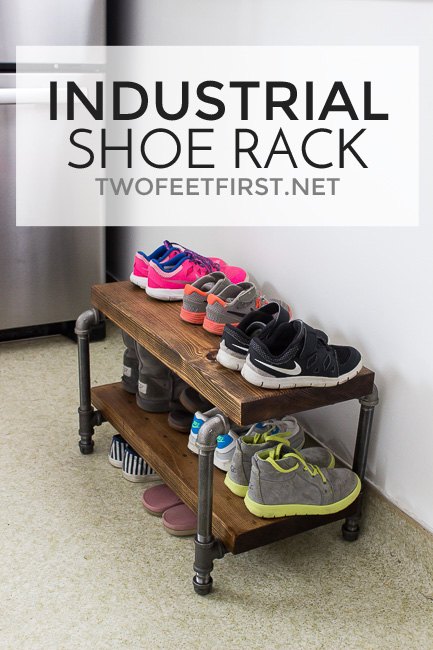 30 amazing ways to organize your shoes, Construct an industrial shoe rack
