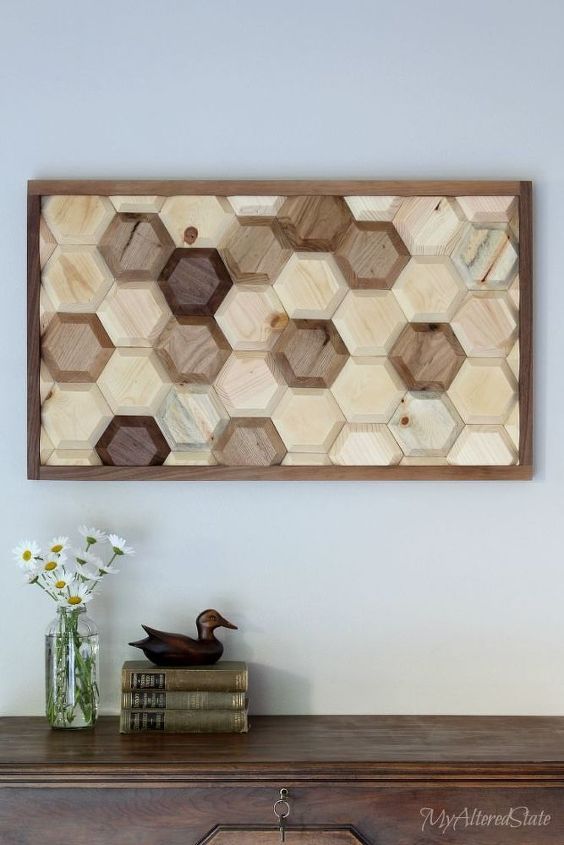 31 formas creativas de llenar el espacio vaco en la pared, DIY Decoraci n geom trica de madera para la pared