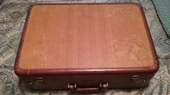 decoupaged painted suitcase, My old brown suite case