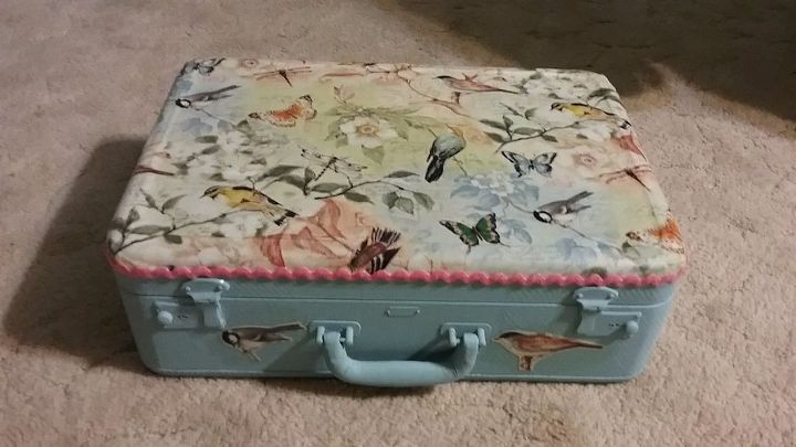 decoupaged painted suitcase, My finished suite case