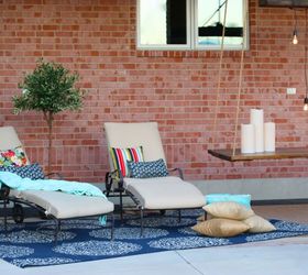 30 neat ideas to upgrade your backyard, Add a stylish hanging table to your backyard