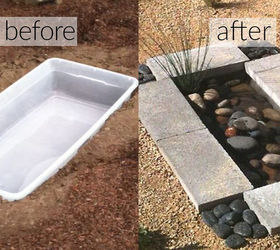 31 creative garden features perfect for summer, Make a mini pond from a plastic container