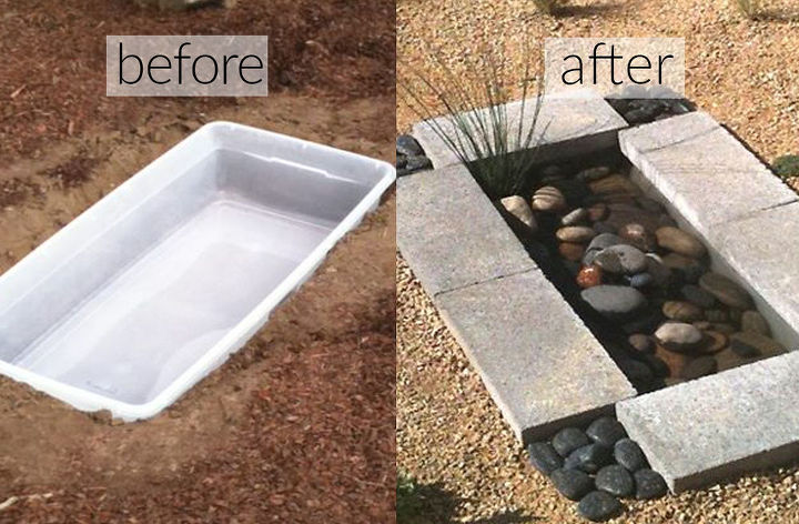 s 31 elementos creativos de jardin perfectos para el verano, Haga un mini estanque con un recipiente de pl stico