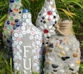 31 creative garden features perfect for summer, Make some mosaic designs from old wine bottle