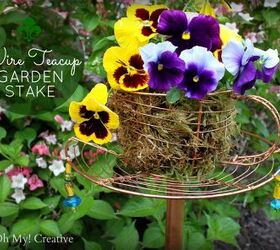 31 creative garden features perfect for summer, Thrift a wire teacup to fill with flowers