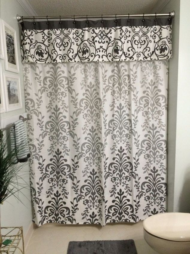 s jazz up your bathroom with these 30 stylish additions, Add A Charming Curtain Valance