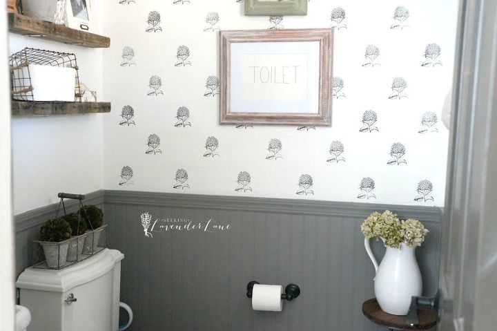 s jazz up your bathroom with these 30 stylish additions, Stamp The Walls With A Lovely Design