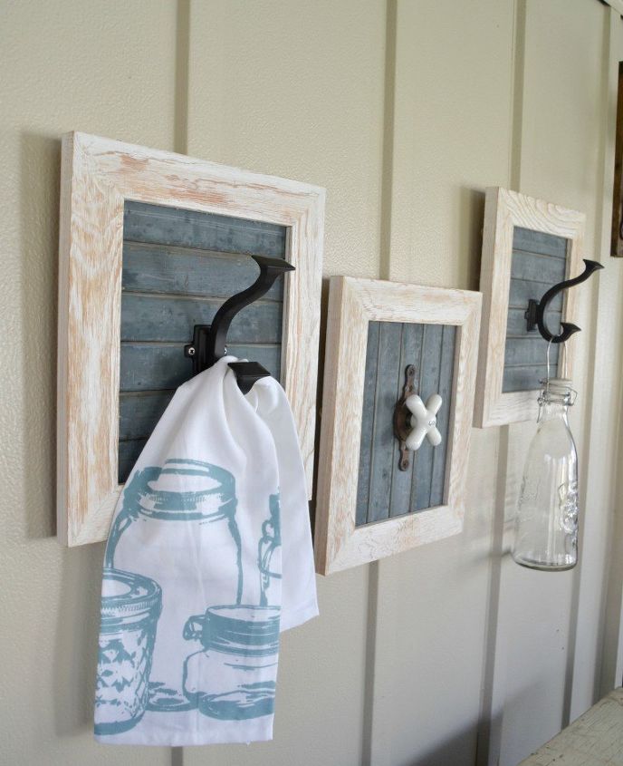 s jazz up your bathroom with these 30 stylish additions, Frame Hooks For Rustic Hangers
