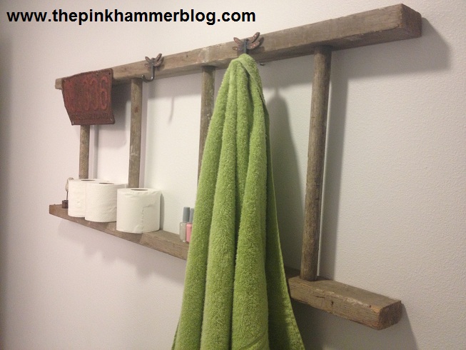 s jazz up your bathroom with these 30 stylish additions, Turn An Old Ladder Into A Cool Shelf
