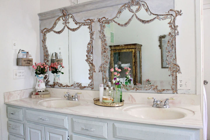 s jazz up your bathroom with these 30 stylish additions, Embellish Your Common Mirror