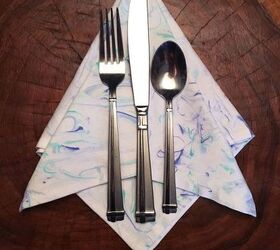 s 10 lovely ways decorate those plain tea towels you have, Spray Shaving Cream For Marbled Towels